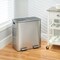 mDesign Metal Steel 60-Liter Large Dual Compartment Step Trash Can